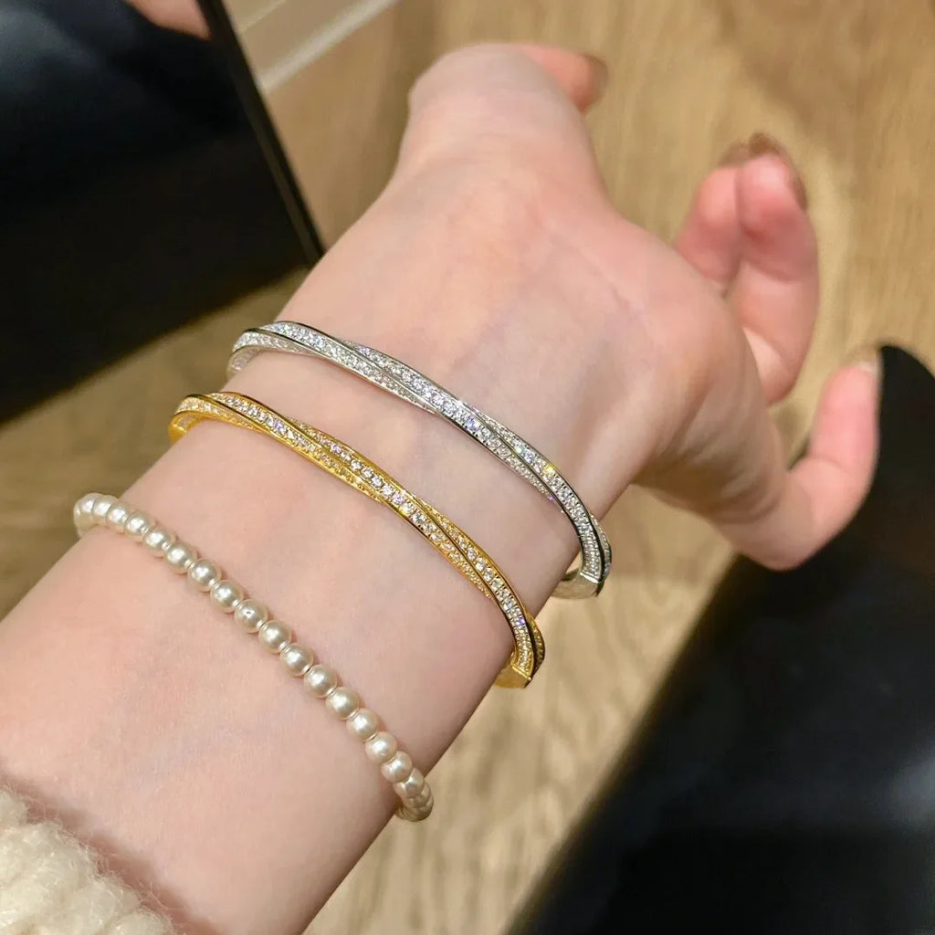 S925 sterling silver bracelet handmade brushed Mobius bracelet light luxury twisted rope twist bracelet women