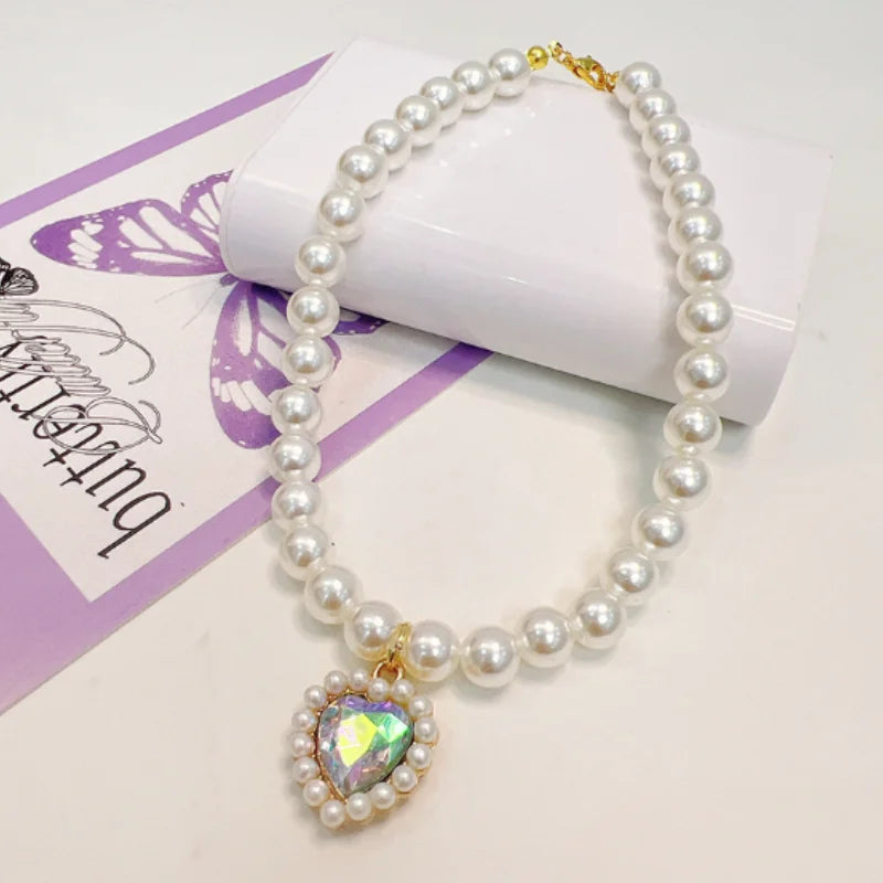 Princess Style Pet Pearl Collar for Dogs Cats - Cute Jewelry Accessory for Puppy Kitten Chihuahua Perfect Wedding Gift
