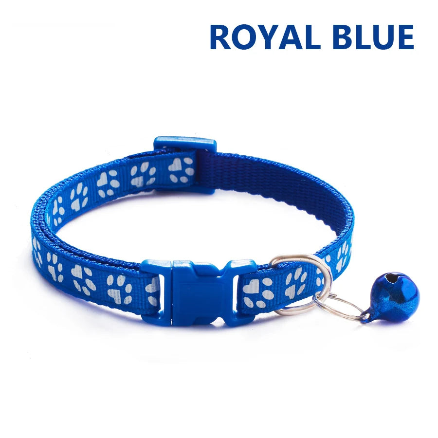 Collar Ajustable con Huellitas y Campana para Perros y Gatos - Uso Diario