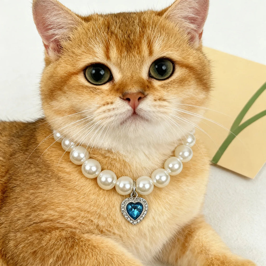 Collar de Perlas Estilo Princesa para Perros y Gatos - Accesorio de Joyería para Mascotas