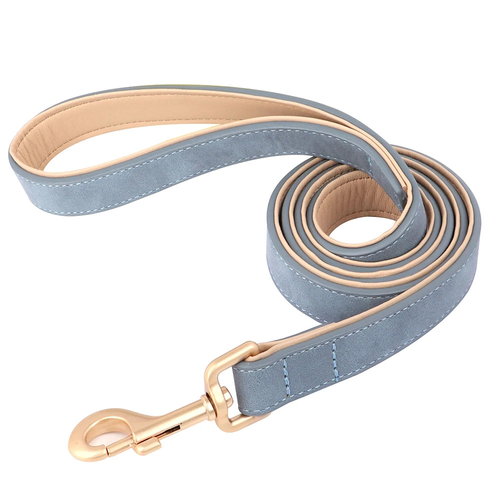 Set Collar y Correa Acolchada de Cuero PU para Perros Pequeños y Medianos - Paseo Cómodo