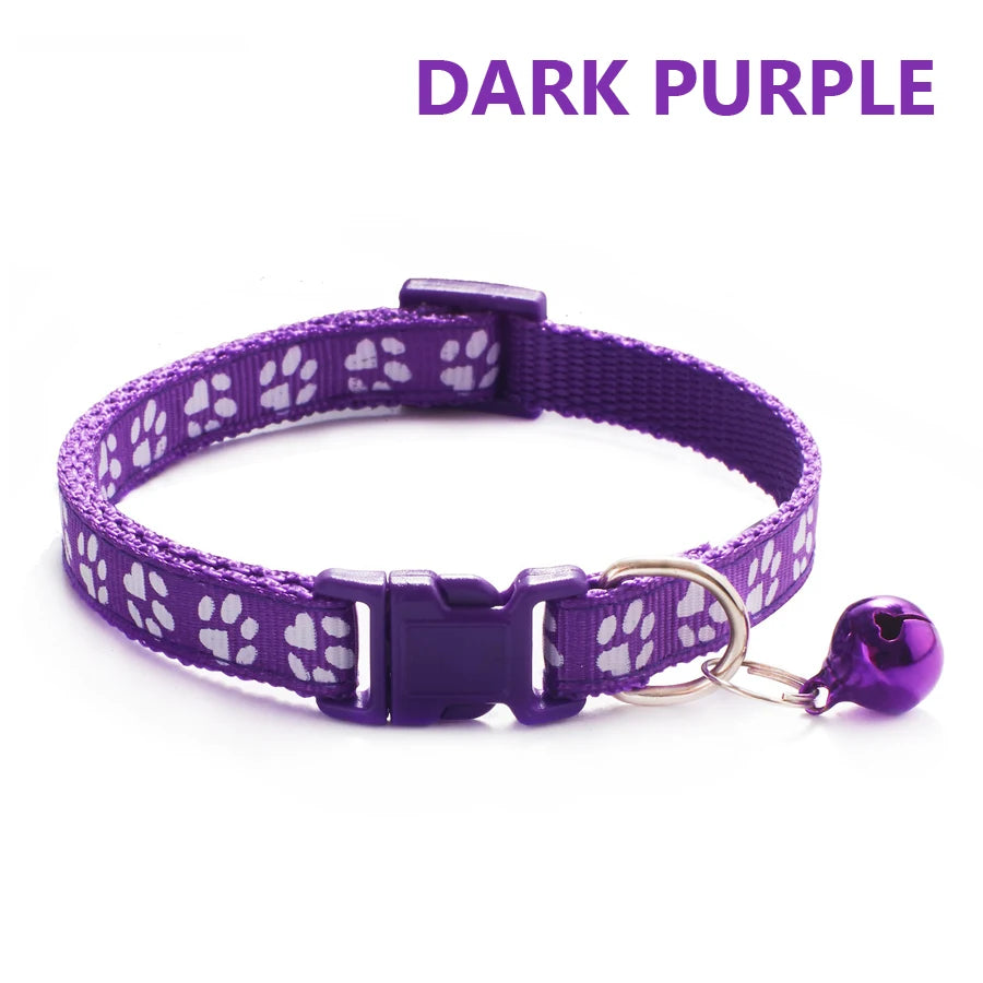 Collar Ajustable con Huellitas y Campana para Perros y Gatos - Uso Diario