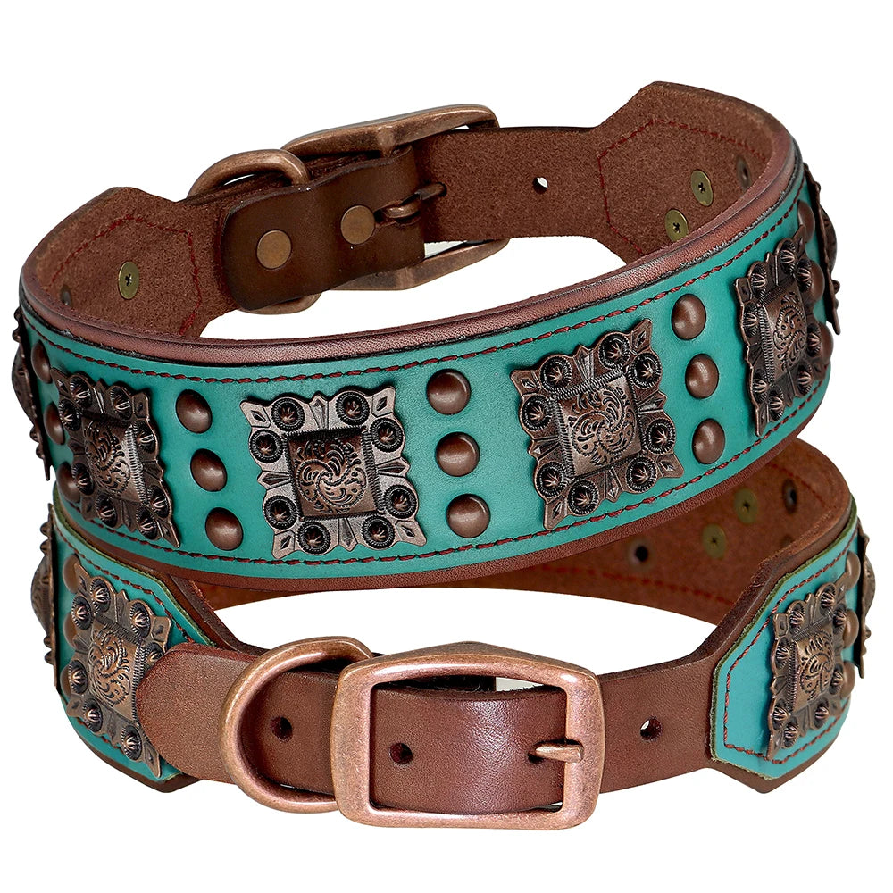 Collar de Cuero con Pinchos para Perros Medianos y Grandes - Estilo Pitbull y Bulldog