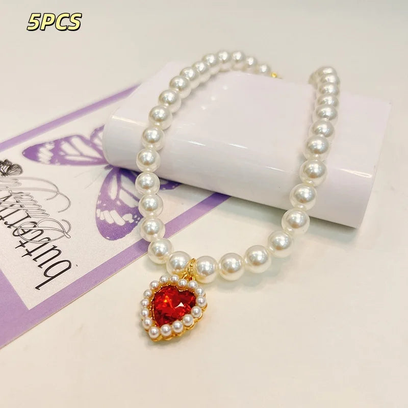 Princess Style Pet Pearl Collar for Dogs Cats - Cute Jewelry Accessory for Puppy Kitten Chihuahua Perfect Wedding Gift