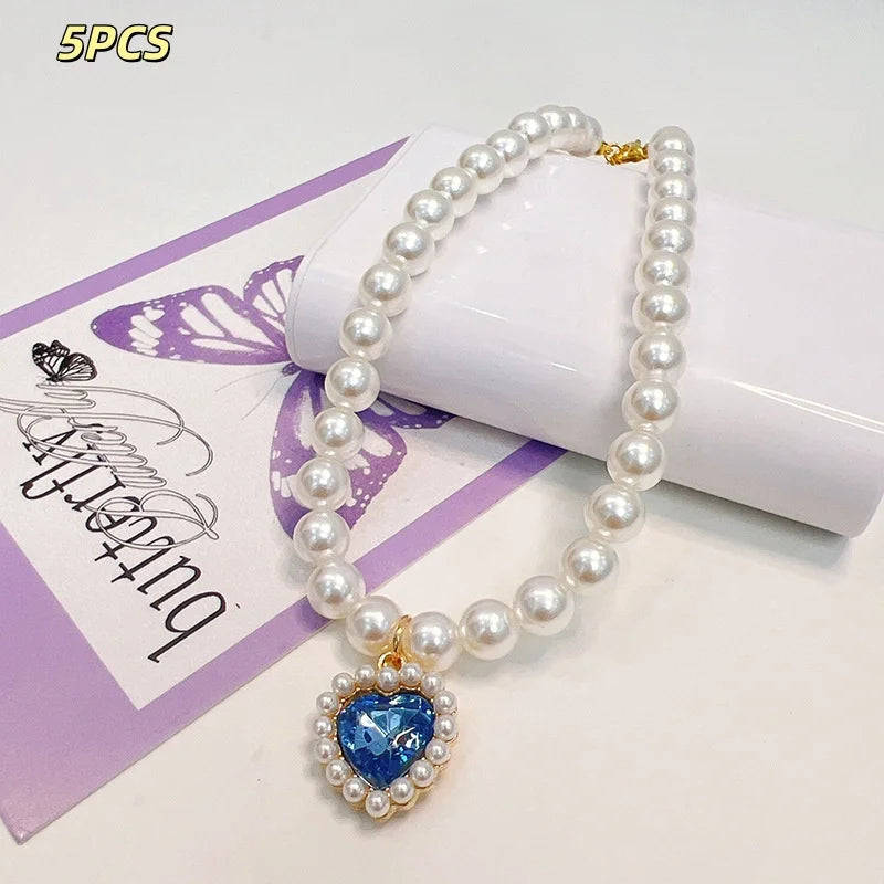 Princess Style Pet Pearl Collar for Dogs Cats - Cute Jewelry Accessory for Puppy Kitten Chihuahua Perfect Wedding Gift
