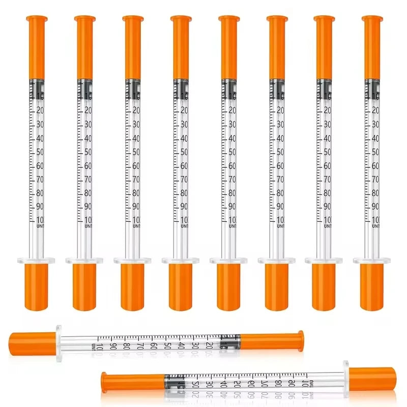 100Pcs U100 Disposable Veterinary Insulin Syringe 1ml 29G-31G 13mm Needle Individual Wrapped Pet Dog Cat Lab Injection Syringes