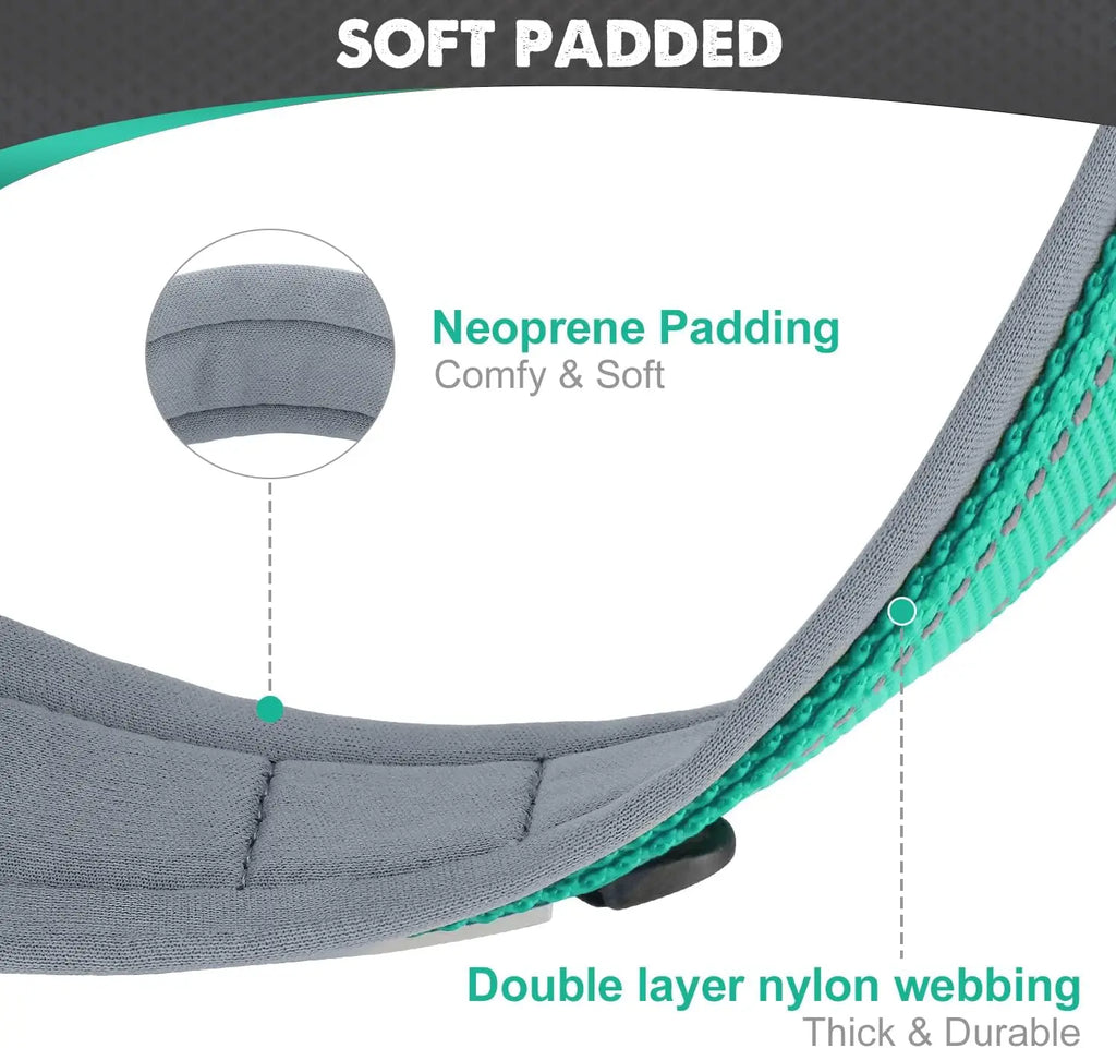 Collar Acolchado Reflectante para Perros Pequeños, Medianos y Grandes - Nylon Resistente Ajustable