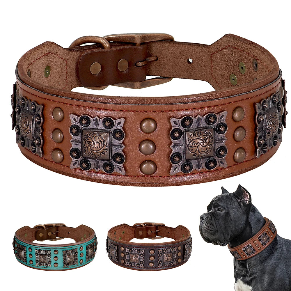 Collar de Cuero con Pinchos para Perros Medianos y Grandes - Estilo Pitbull y Bulldog