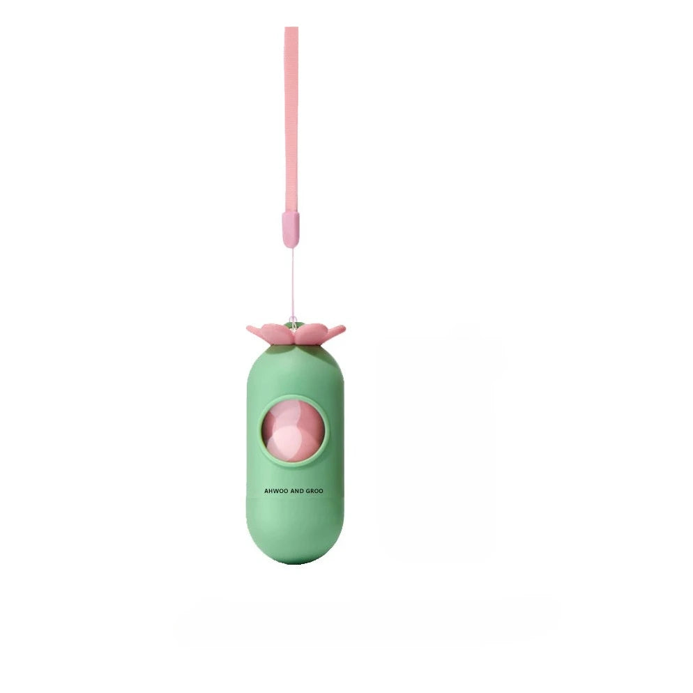 Dispensador de Bolsas para Excrementos de Perro - Diseño Rosa con Flores