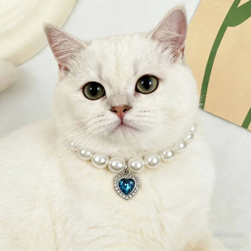 Collar de Perlas Estilo Princesa para Perros y Gatos - Accesorio de Joyería para Mascotas