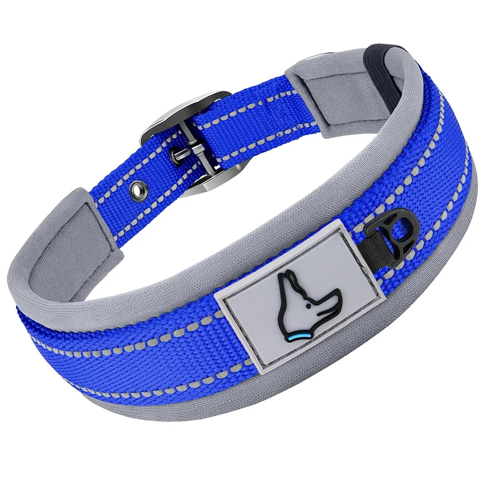 Collar Acolchado Reflectante para Perros Pequeños, Medianos y Grandes - Nylon Resistente Ajustable