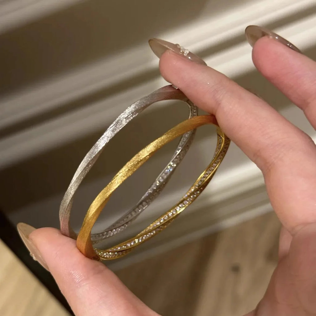 S925 sterling silver bracelet handmade brushed Mobius bracelet light luxury twisted rope twist bracelet women