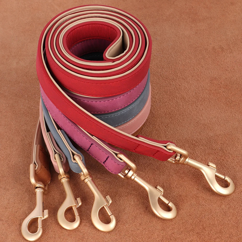 Set Collar y Correa Acolchada de Cuero PU para Perros Pequeños y Medianos - Paseo Cómodo