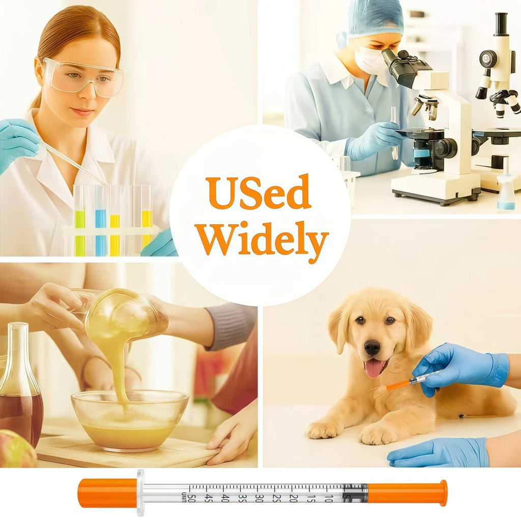 100Pcs U100 Disposable Veterinary Insulin Syringe 1ml 29G-31G 13mm Needle Individual Wrapped Pet Dog Cat Lab Injection Syringes