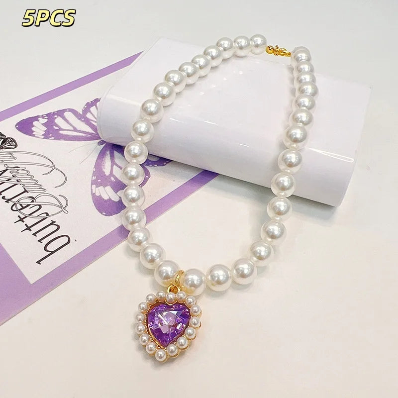 Princess Style Pet Pearl Collar for Dogs Cats - Cute Jewelry Accessory for Puppy Kitten Chihuahua Perfect Wedding Gift
