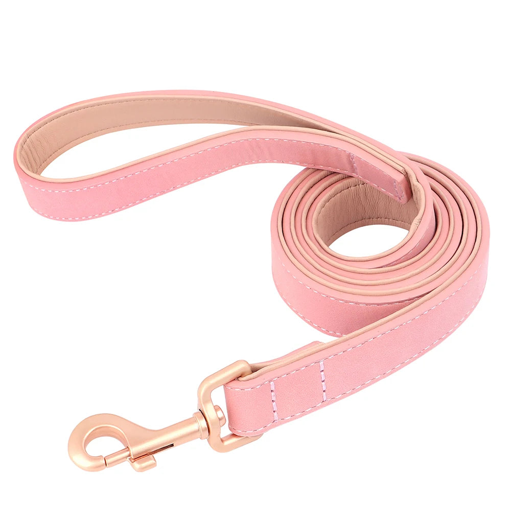 Set Collar y Correa Acolchada de Cuero PU para Perros Pequeños y Medianos - Paseo Cómodo
