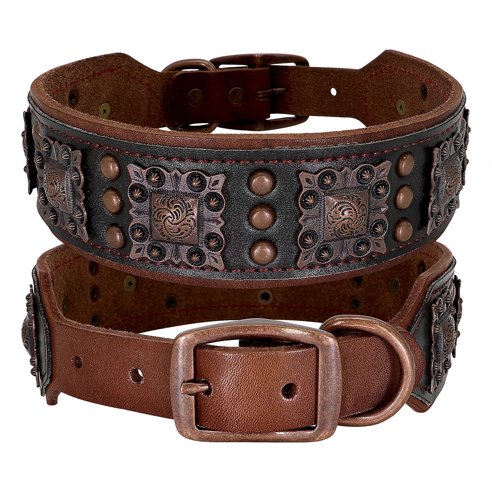 Collar de Cuero con Pinchos para Perros Medianos y Grandes - Estilo Pitbull y Bulldog