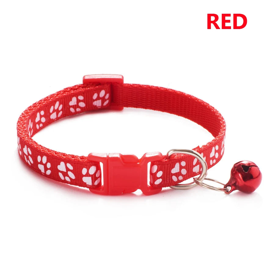 Collar Ajustable con Huellitas y Campana para Perros y Gatos - Uso Diario