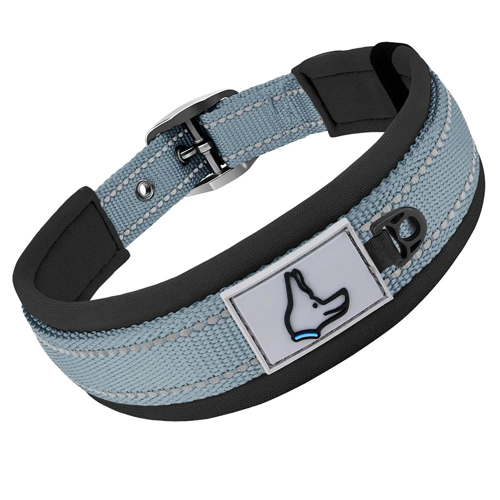 Collar Acolchado Reflectante para Perros Pequeños, Medianos y Grandes - Nylon Resistente Ajustable