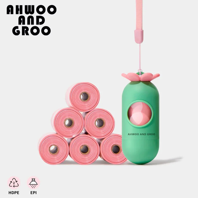 Dispensador de Bolsas para Excrementos de Perro - Diseño Rosa con Flores