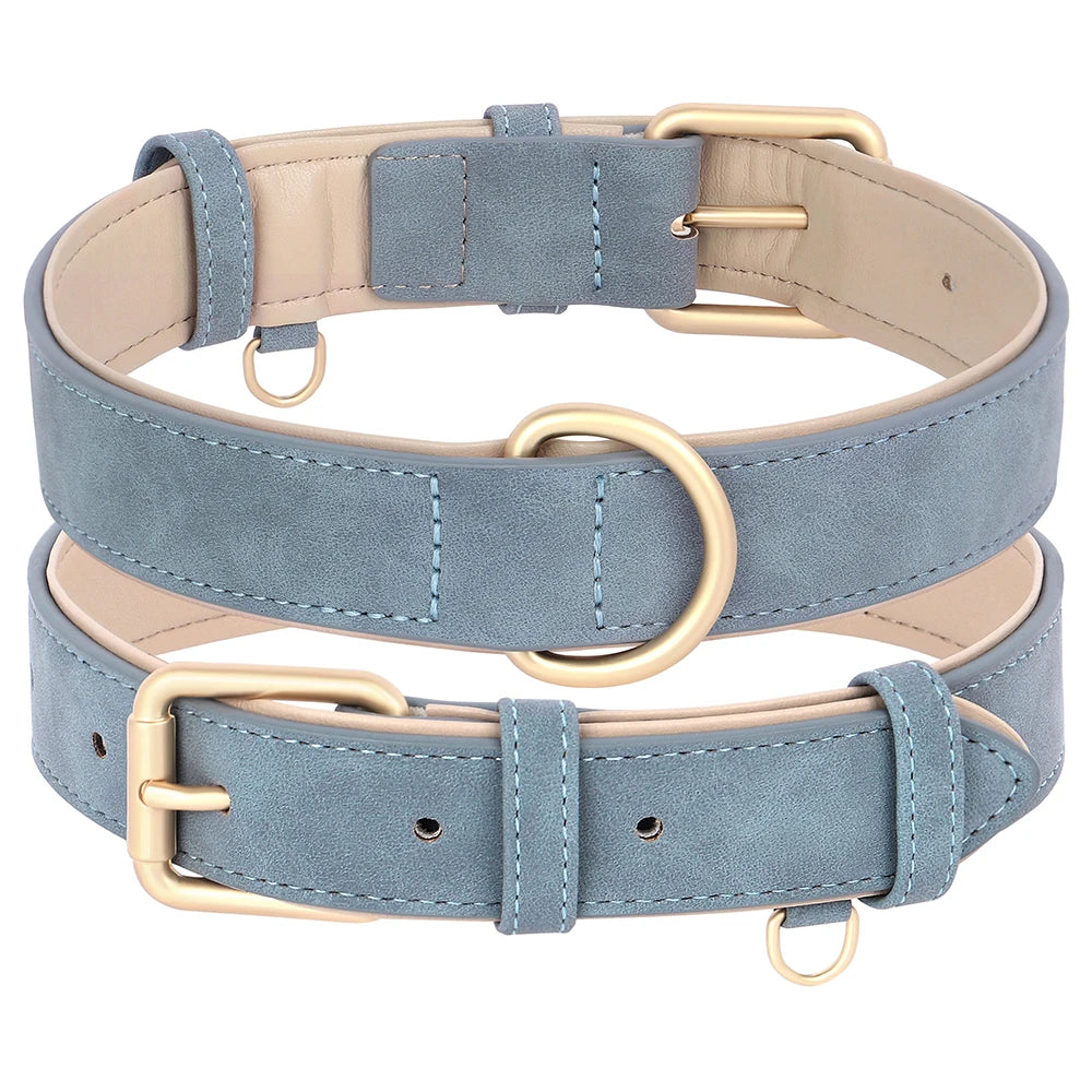 Set Collar y Correa Acolchada de Cuero PU para Perros Pequeños y Medianos - Paseo Cómodo