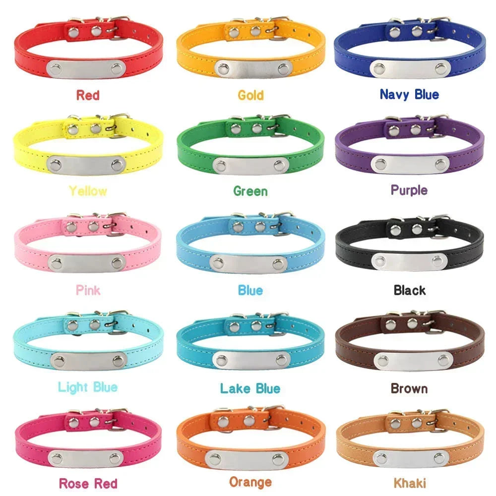 Collar Personalizado con Nombre para Perros y Gatos - Cuero PU Antiextravío para Razas Pequeñas, Medianas y Grandes