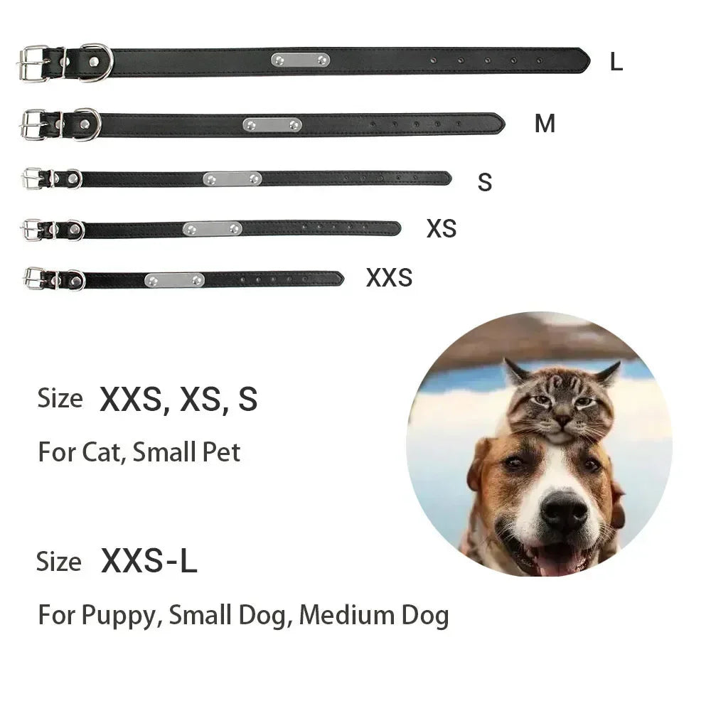 Collar Personalizado con Nombre para Perros y Gatos - Cuero PU Antiextravío para Razas Pequeñas, Medianas y Grandes