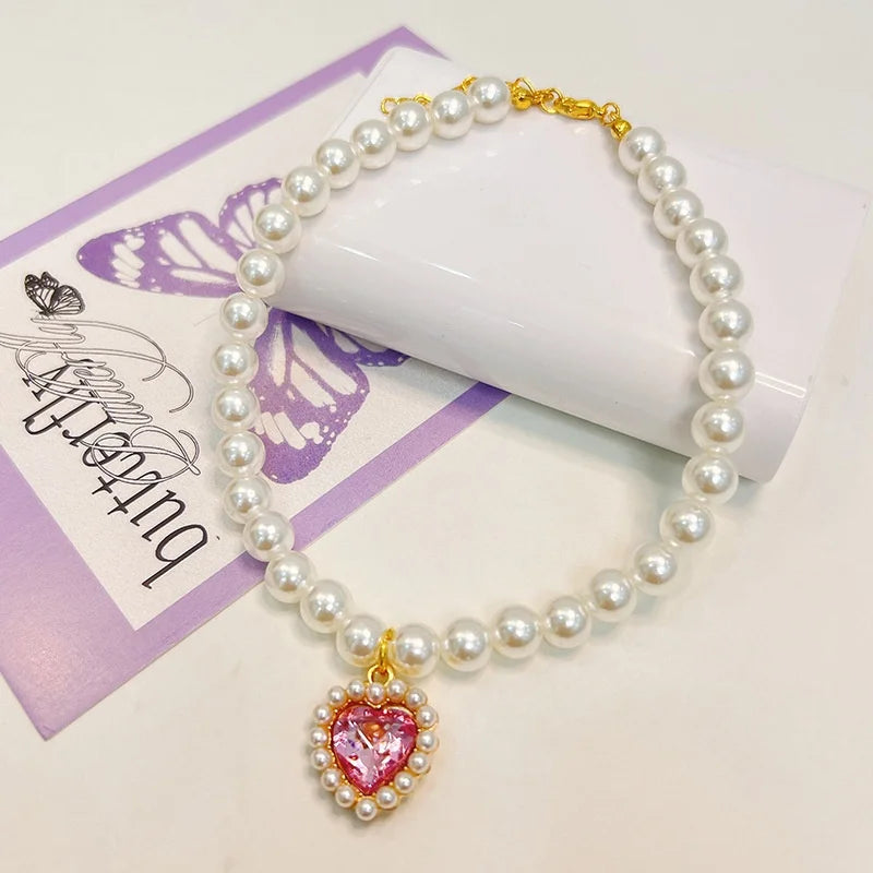Princess Style Pet Pearl Collar for Dogs Cats - Cute Jewelry Accessory for Puppy Kitten Chihuahua Perfect Wedding Gift
