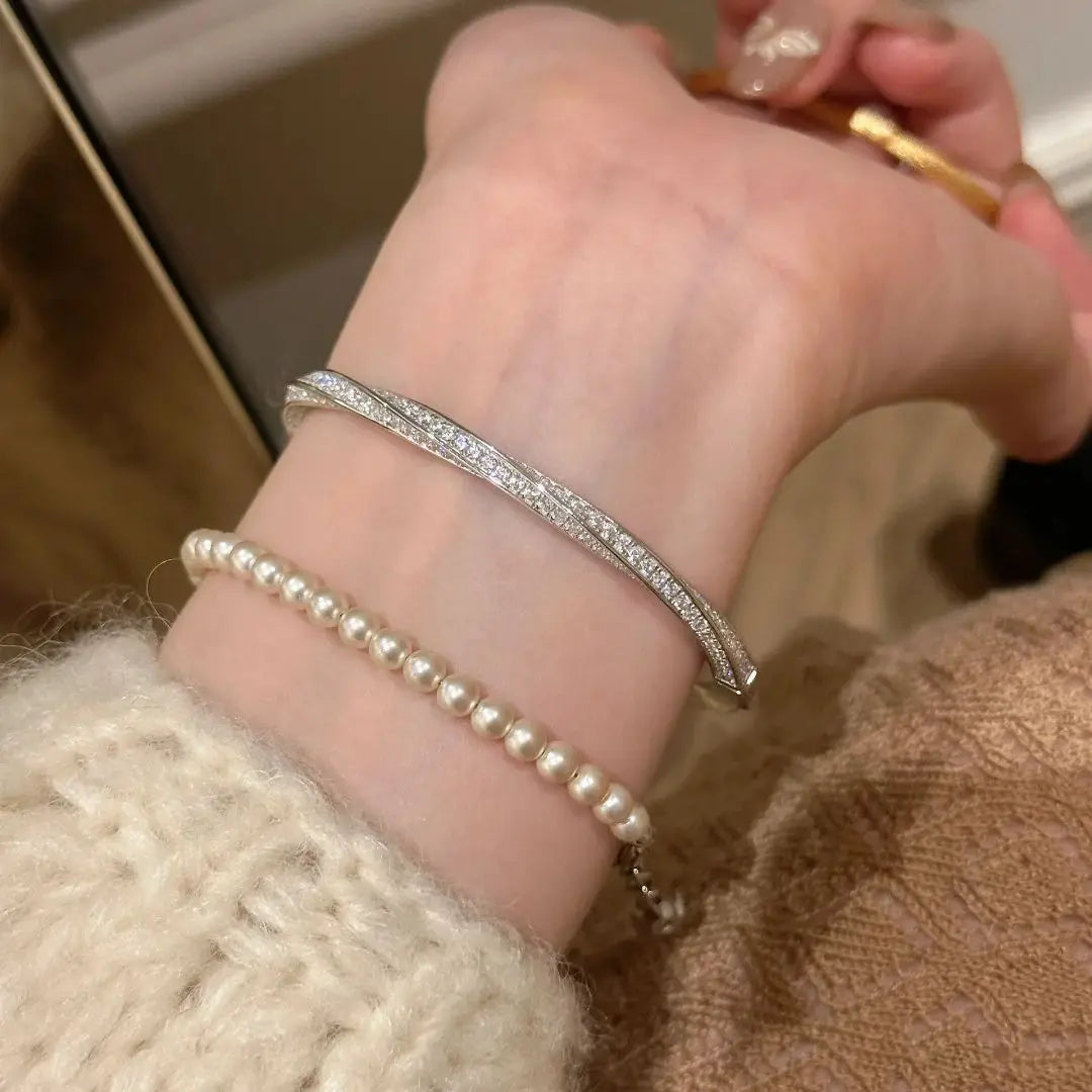 S925 sterling silver bracelet handmade brushed Mobius bracelet light luxury twisted rope twist bracelet women