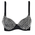Sexy Lingerie Underwear Bras for Women,Steampunk Spike Studs Bra Top Wireless Bra, Fashion Hot Bras for Nightclub Party Bar