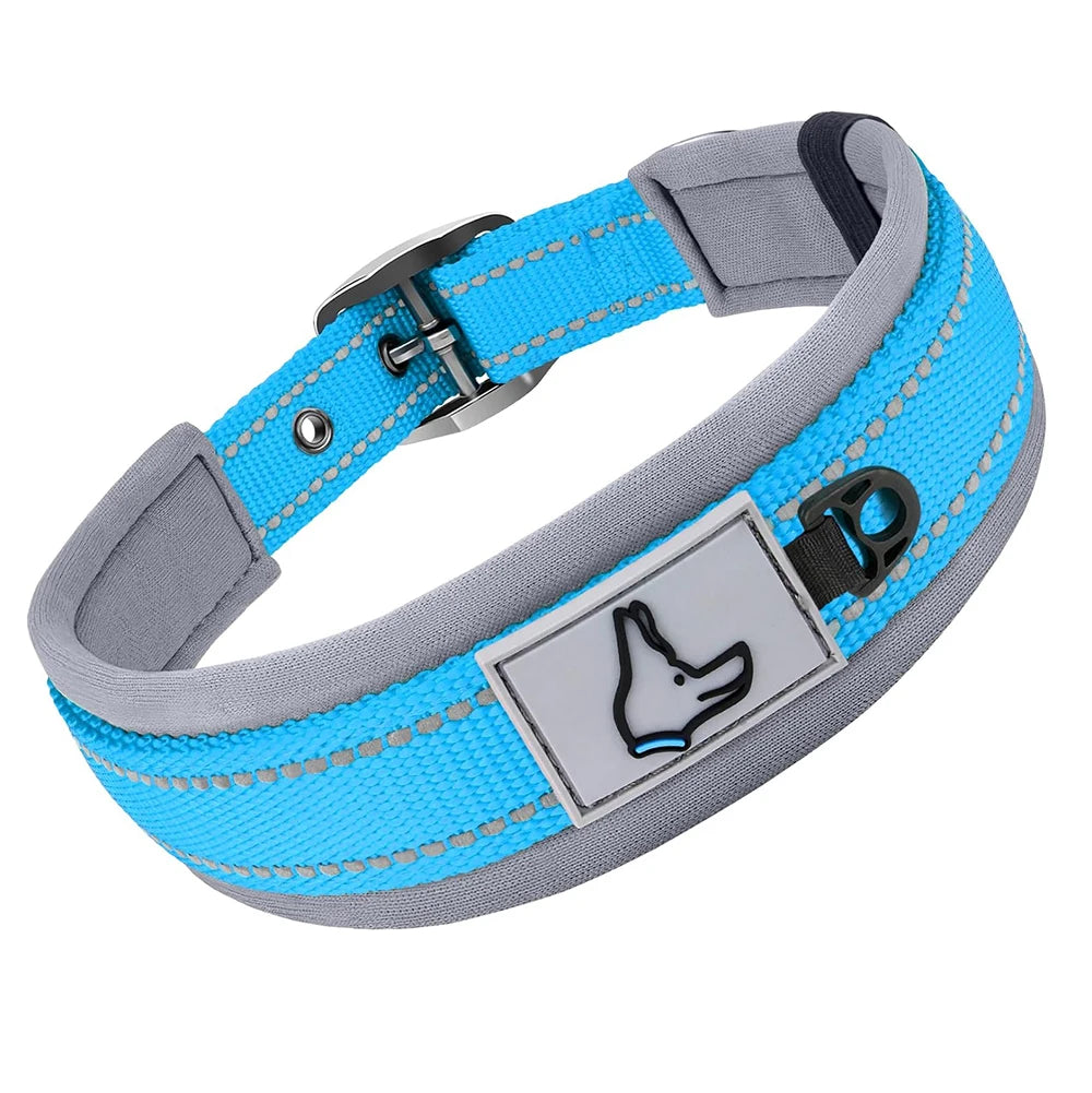 Collar Acolchado Reflectante para Perros Pequeños, Medianos y Grandes - Nylon Resistente Ajustable