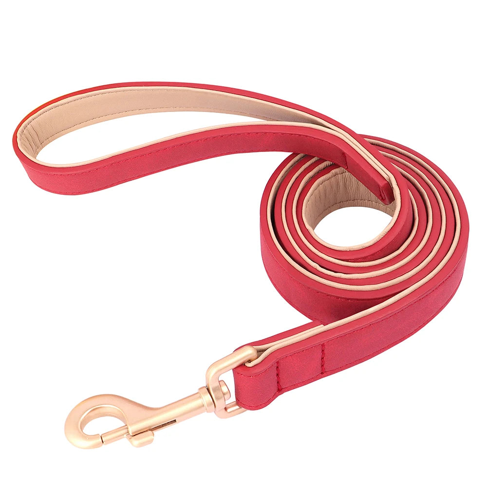 Set Collar y Correa Acolchada de Cuero PU para Perros Pequeños y Medianos - Paseo Cómodo