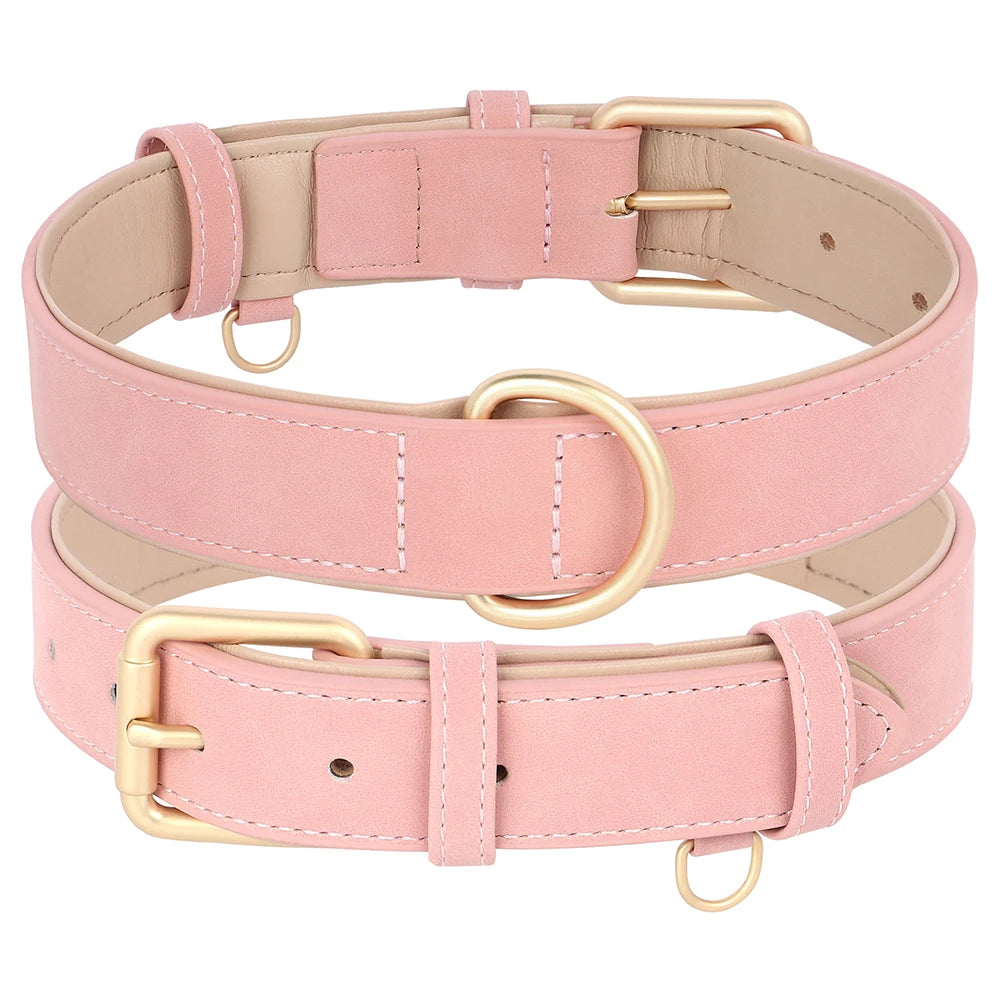Set Collar y Correa Acolchada de Cuero PU para Perros Pequeños y Medianos - Paseo Cómodo
