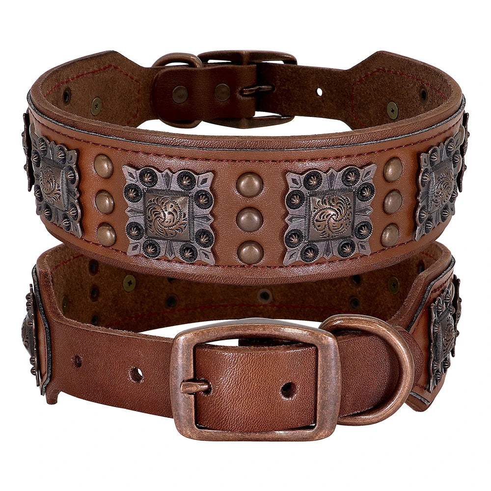 Collar de Cuero con Pinchos para Perros Medianos y Grandes - Estilo Pitbull y Bulldog
