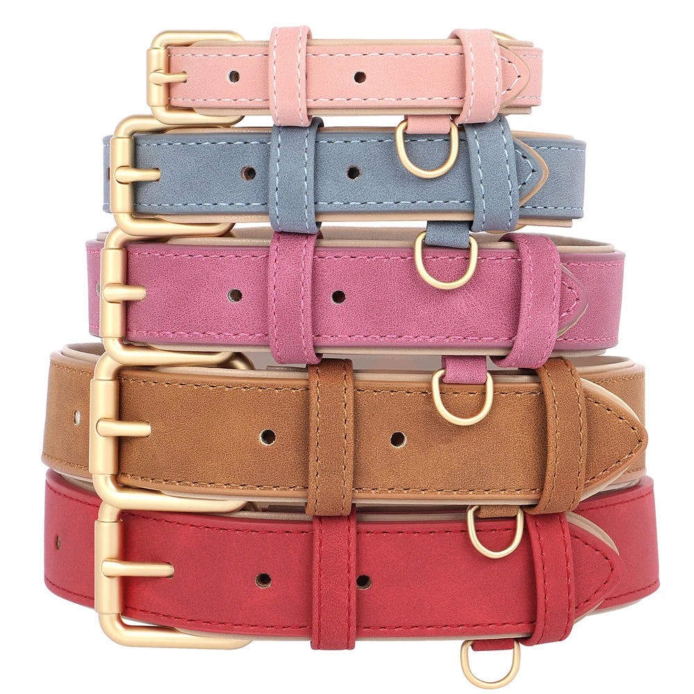 Set Collar y Correa Acolchada de Cuero PU para Perros Pequeños y Medianos - Paseo Cómodo