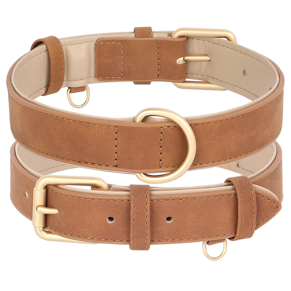 Set Collar y Correa Acolchada de Cuero PU para Perros Pequeños y Medianos - Paseo Cómodo
