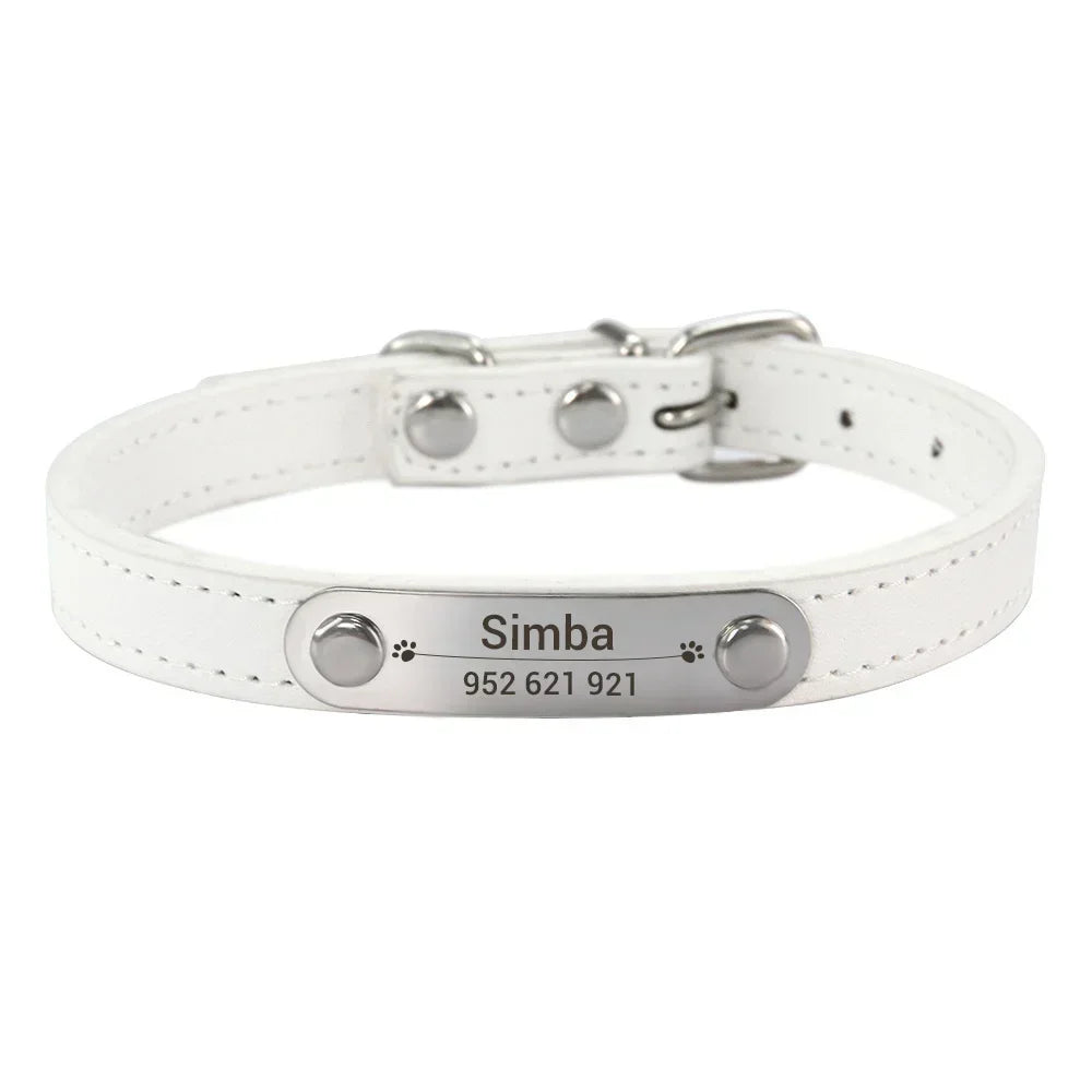 Collar Personalizado con Nombre para Perros y Gatos - Cuero PU Antiextravío para Razas Pequeñas, Medianas y Grandes