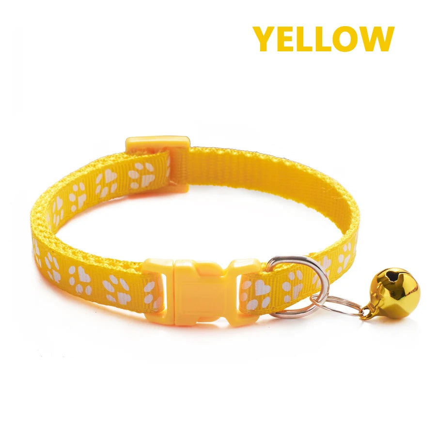 Collar Ajustable con Huellitas y Campana para Perros y Gatos - Uso Diario