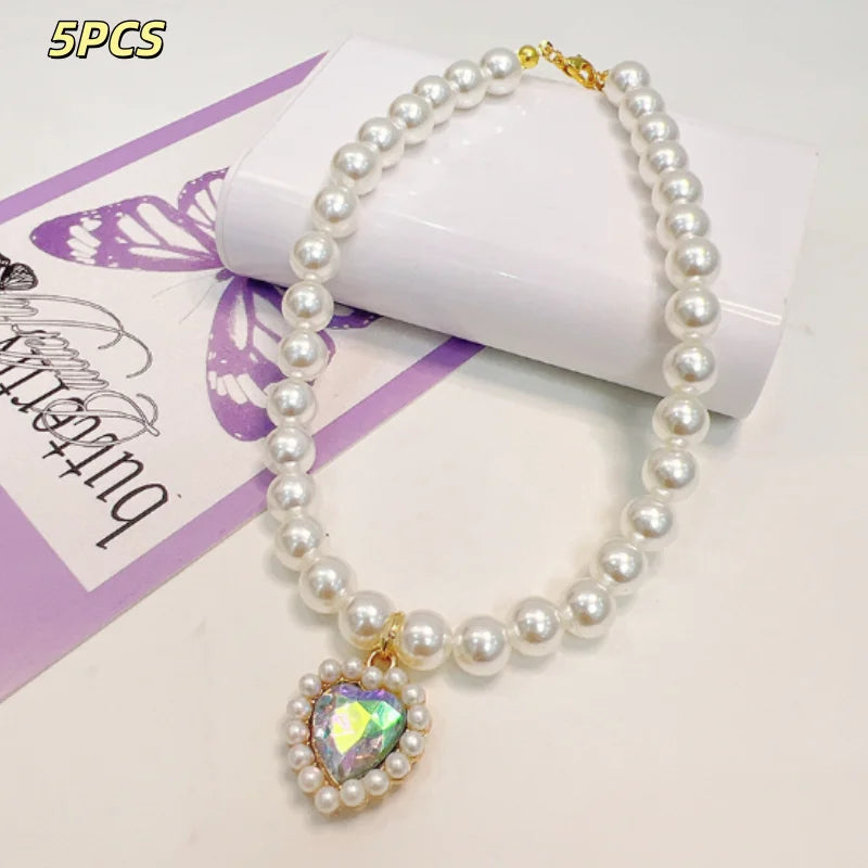 Princess Style Pet Pearl Collar for Dogs Cats - Cute Jewelry Accessory for Puppy Kitten Chihuahua Perfect Wedding Gift