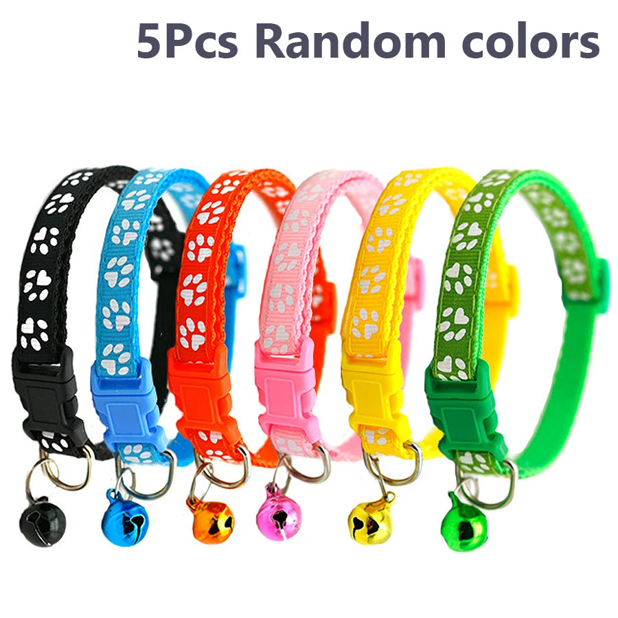Collar Ajustable con Huellitas y Campana para Perros y Gatos - Uso Diario