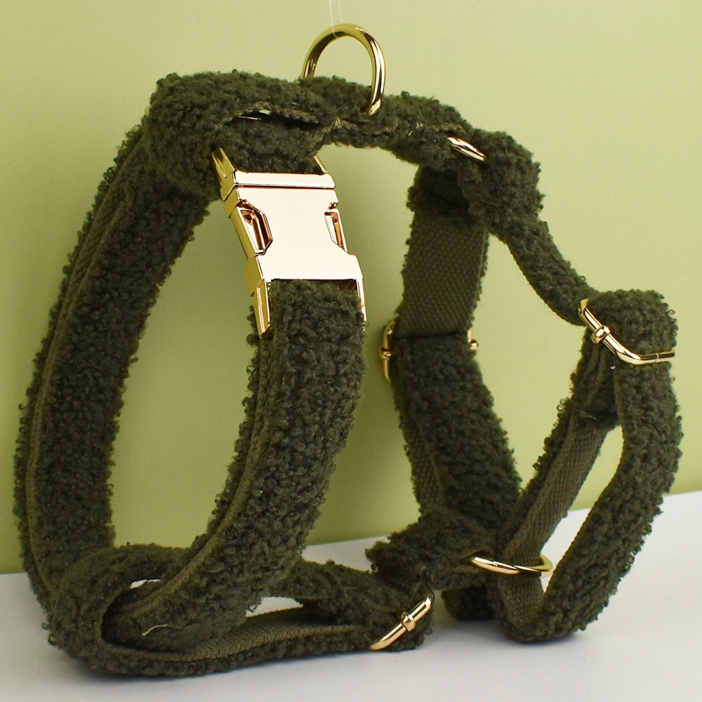 Collar Artesanal Tejido para Perros - Diseño Navideño de Terciopelo Verde para Pequeños