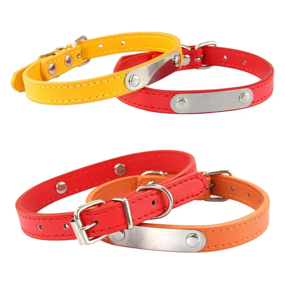 Collar Personalizado con Nombre para Perros y Gatos - Cuero PU Antiextravío para Razas Pequeñas, Medianas y Grandes