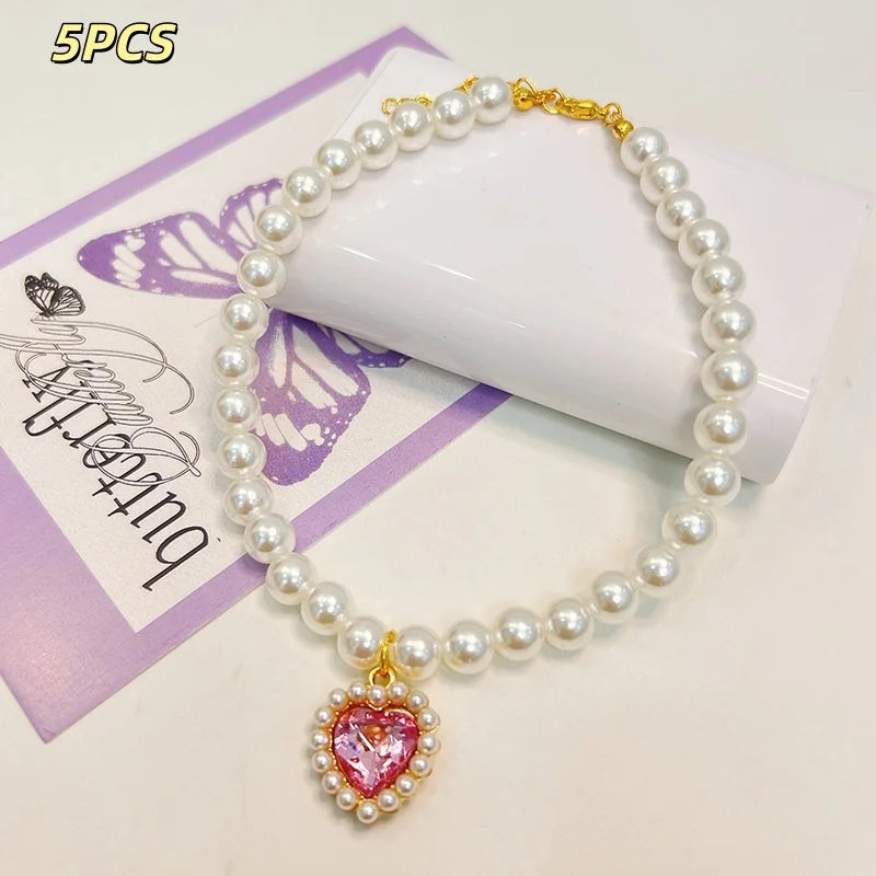 Princess Style Pet Pearl Collar for Dogs Cats - Cute Jewelry Accessory for Puppy Kitten Chihuahua Perfect Wedding Gift