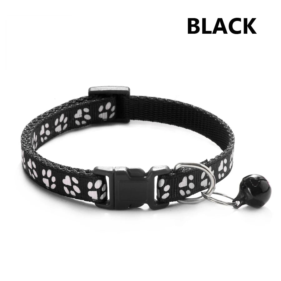 Collar Ajustable con Huellitas y Campana para Perros y Gatos - Uso Diario