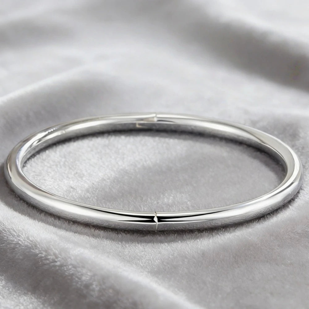 PABEYN S925 Sterling Silver Simple Women Bracelet Bangles Ladies Luxury Designer Jewelry Accessories