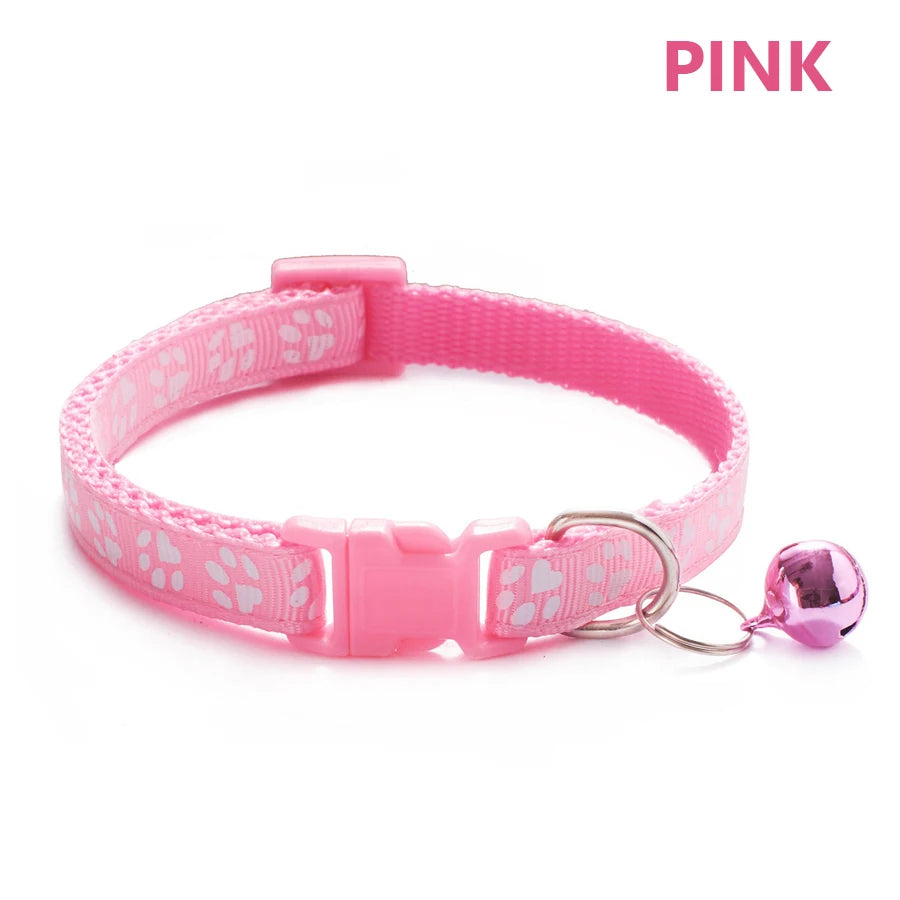Collar Ajustable con Huellitas y Campana para Perros y Gatos - Uso Diario